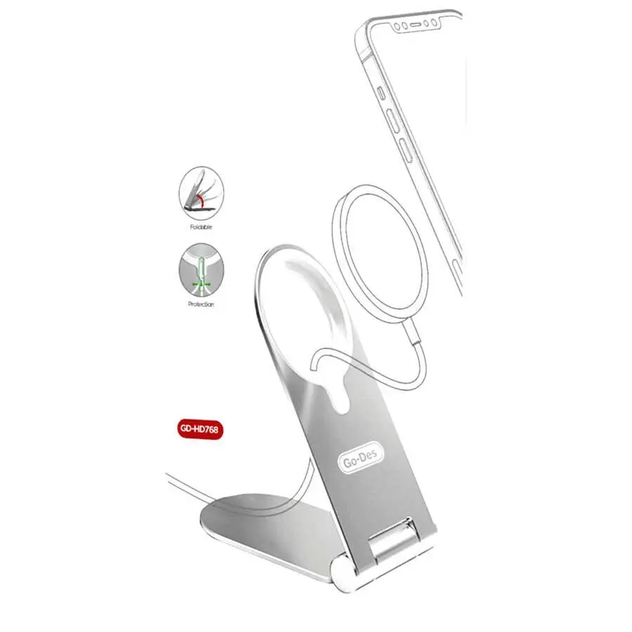 Go Des GD-HD768 MagSafe Şarj Standı, Alüminyum Gövdeli
