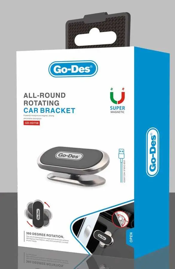 Go Des GD-HD708 Manyetik Araç Telefon Tutucu, 360 Derece Dönebilen