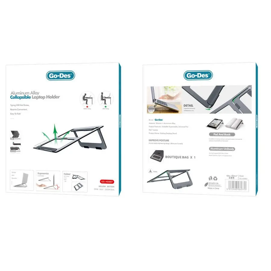 Go Des GD-HD887 Katlanabilir Alüminyum Laptop Standı