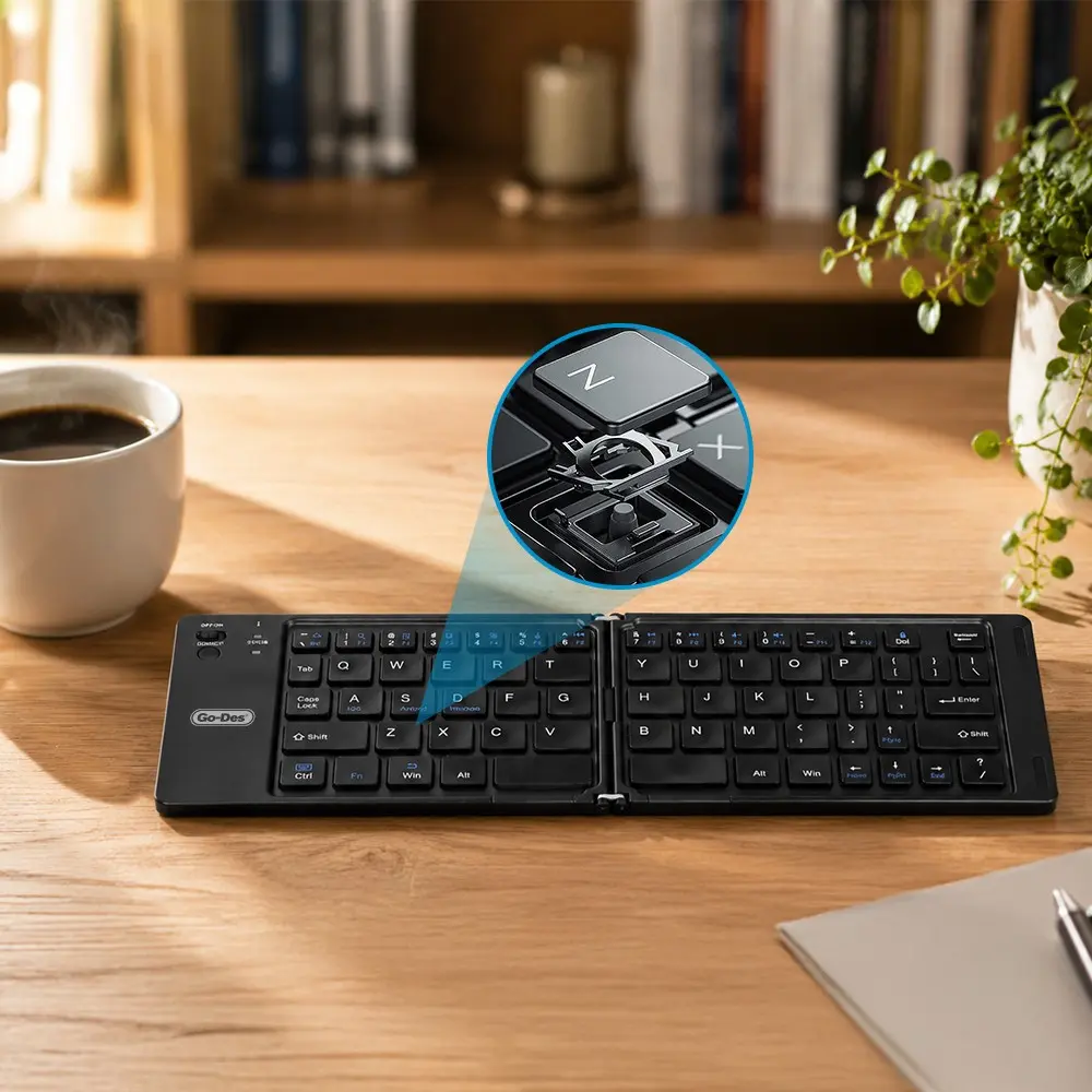 Go Des GD-KB326 Katlanabilir Bluetooth Kablosuz Klavye, Sessiz Tuşlu