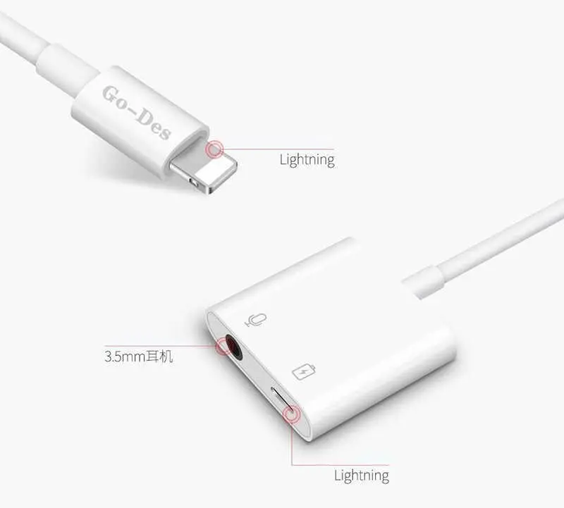 Go Des GD-OR881 Lightning Şarj ve Ses Adaptörü