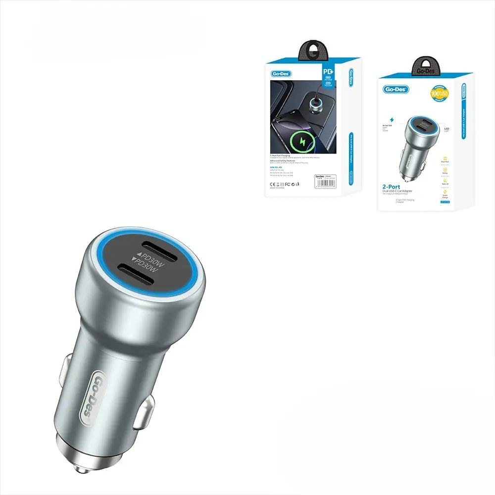 Go Des GD-QC2208 30W LED Aydınlatmalı Araç Şarj Cihazı