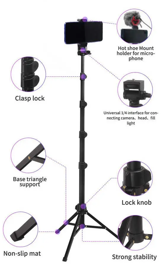 Jmary MT-36 Tripod, 171 cm Yükseklik ve 360 Derece Dönebilen Başlık