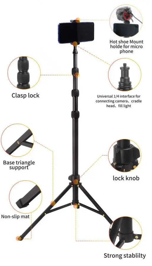 Jmary MT-45 Tripod, 168 cm Yükseklik ve 360 Derece Dönebilen Başlık