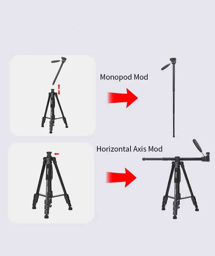 Jmary KP2274 Tripod, 167 cm Uzunluk ve Monopod Kullanımı
