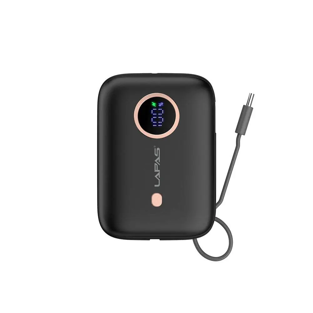 Lapas LP-PW001 10.000mAh Type-C Kablolu Powerbank, Dijital LED Göstergeli