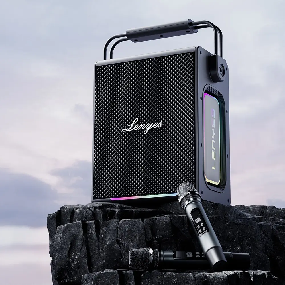 Lenyes Titan 1 Bluetooth Hoparlör, RGB Işıklı ve Çift Kablosuz Mikrofonlu