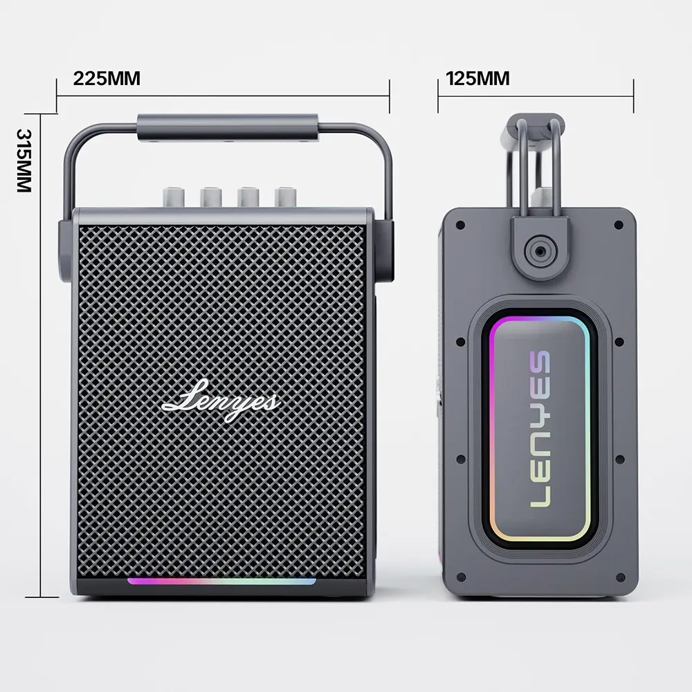 Lenyes Titan 1 Bluetooth Hoparlör, RGB Işıklı ve Çift Kablosuz Mikrofonlu