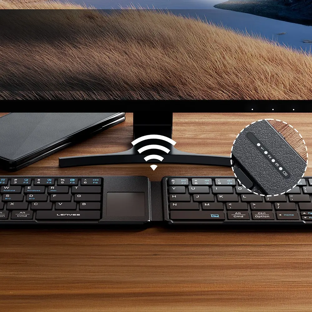 Lenyes WK109 Katlanabilir Kablosuz Klavye, Touch Pad ve Sessiz Tuşlu