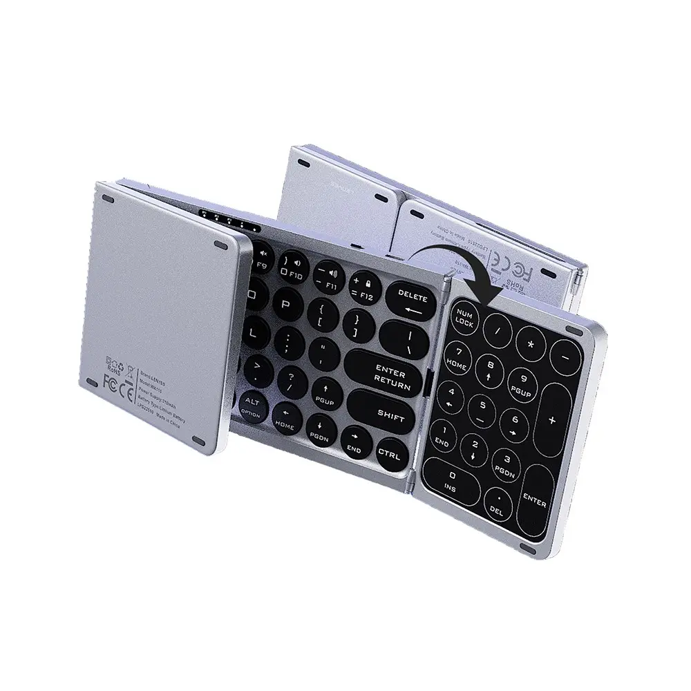 Lenyes WK110 Katlanabilir Kablosuz Bluetooth Klavye, Touch Pad ve Num Pad