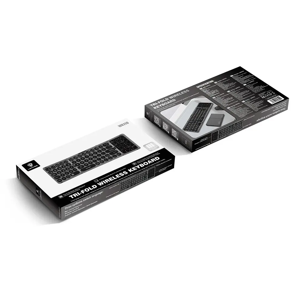 Lenyes WK110 Katlanabilir Kablosuz Bluetooth Klavye, Touch Pad ve Num Pad