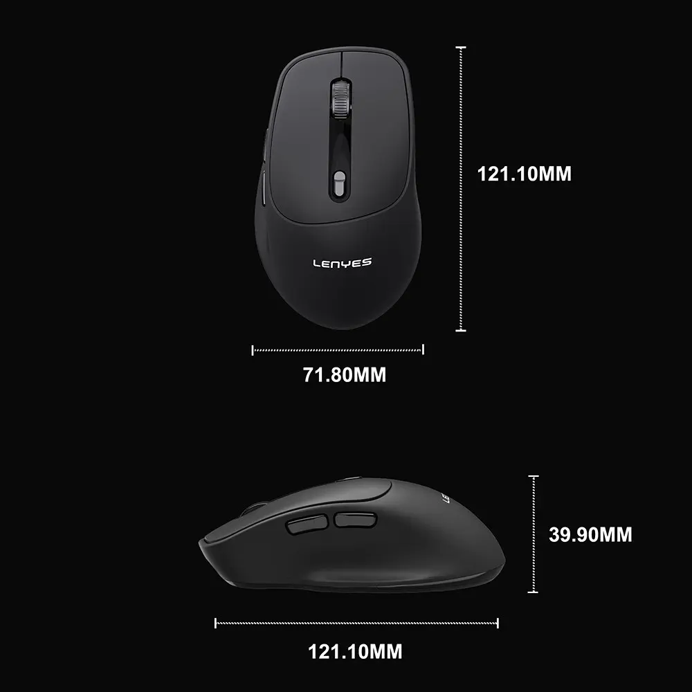 Lenyes WS105 Kablosuz Mouse, Sessiz Butonlu ve Çift Bluetooth Bağlantılı