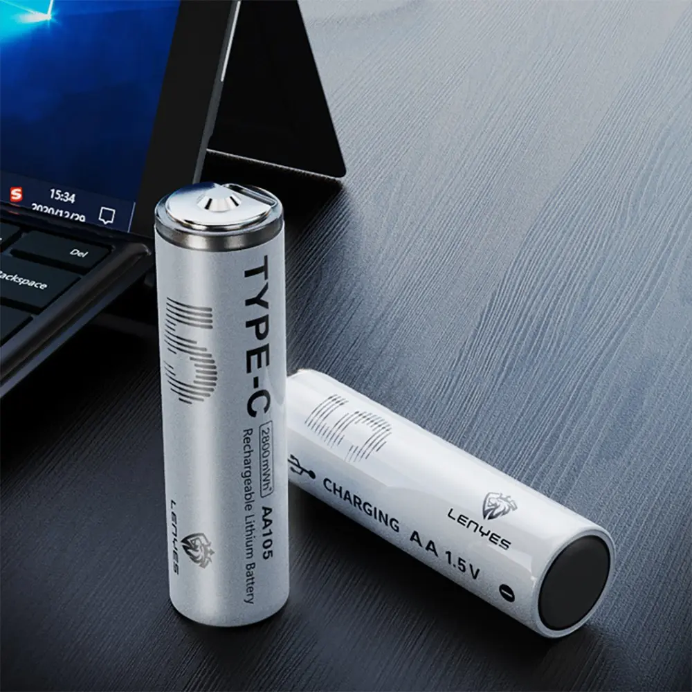 Lenyes AA105 Type-C Şarjlı AA Lityum-ion Pil, 2800mWh 1.5V, 2 Adet