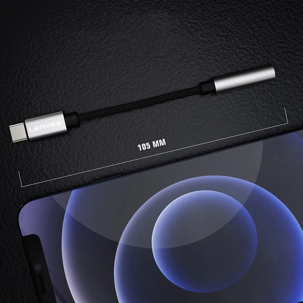 Lenyes AX105 Type-C to 3.5mm Aux Çevirici Örgülü Ses Adaptörü