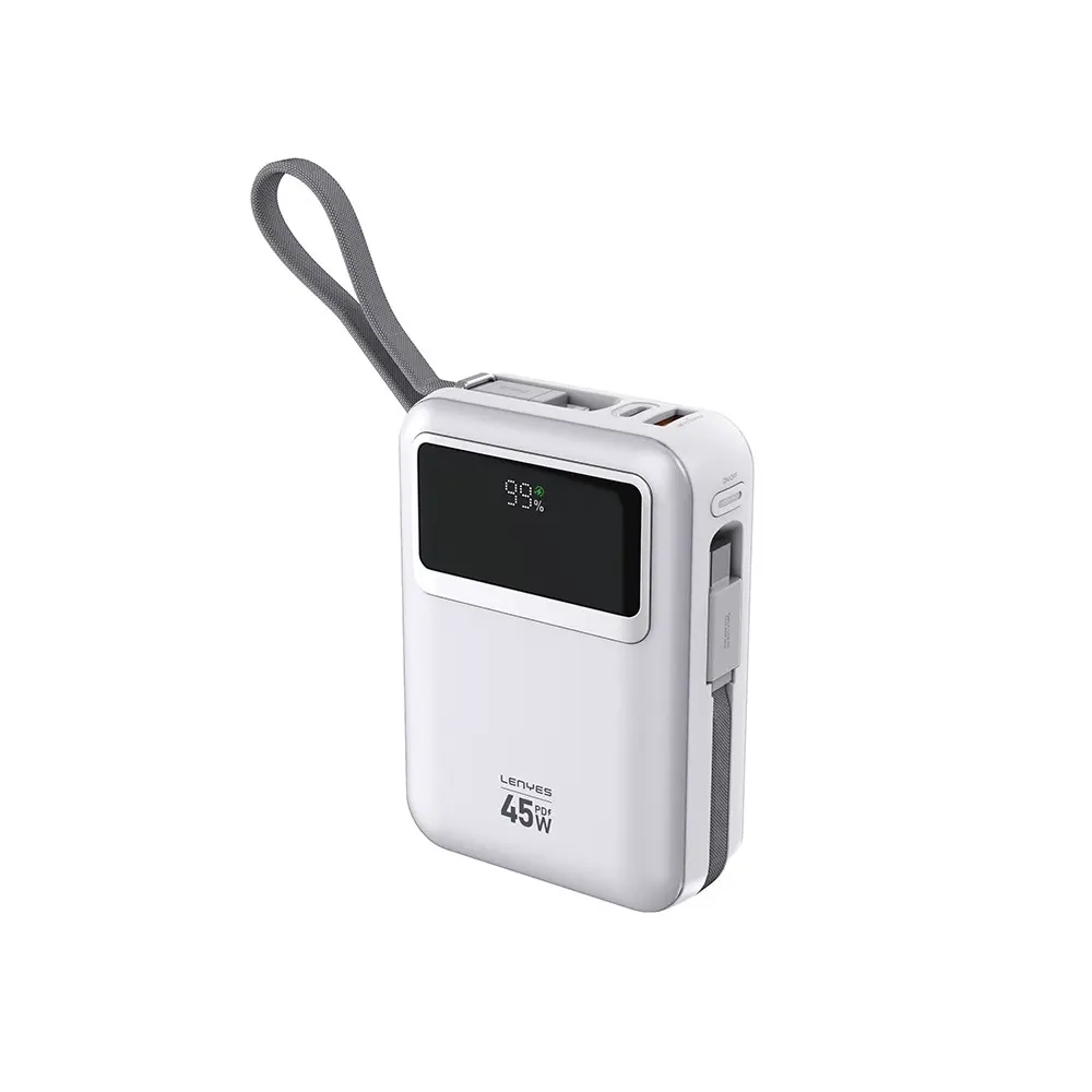Lenyes C03-A 20.000mAh Powerbank, 45W Type-C ve Lightning Kablolu