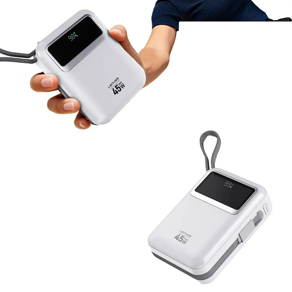 Lenyes C03-A 20.000mAh Powerbank, 45W Type-C ve Lightning Kablolu