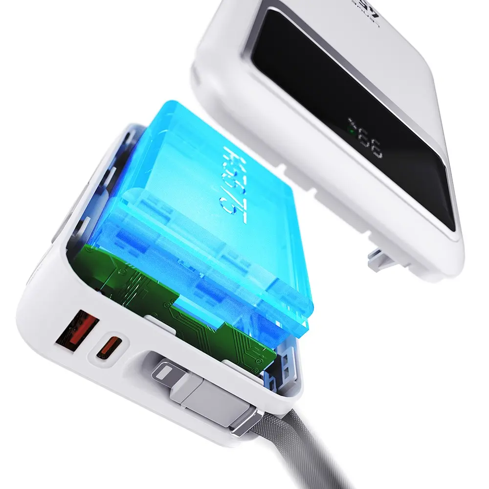 Lenyes C03-A 20.000mAh Powerbank, 45W Type-C ve Lightning Kablolu