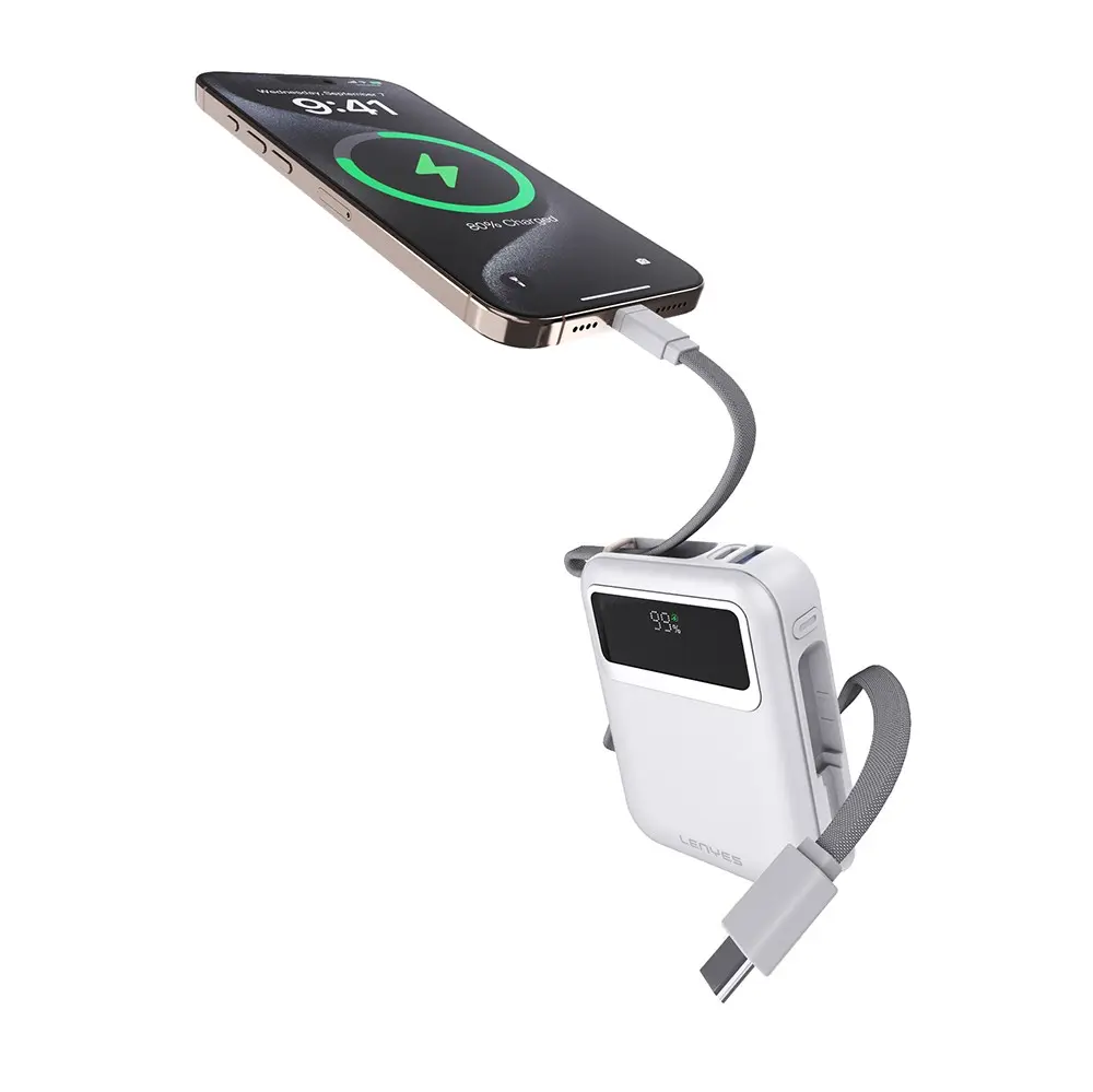 Lenyes C04-A 20000mAh 45W Powerbank, Type-C ve Lightning Kablolu