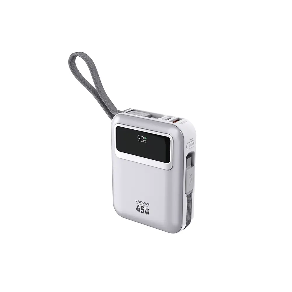 Lenyes C04-A 20000mAh 45W Powerbank, Type-C ve Lightning Kablolu