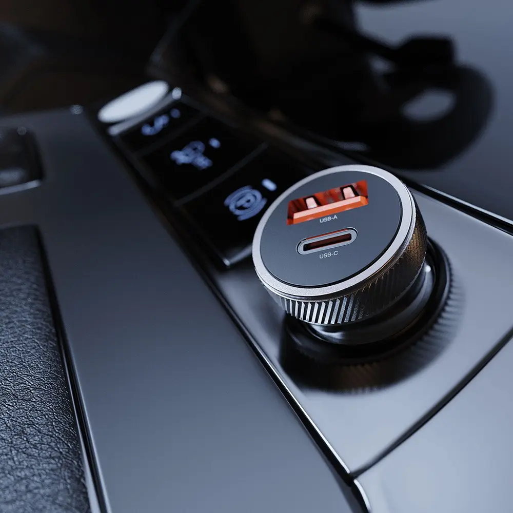 Lenyes CA57 30W Mini Araç Şarj Aleti, Dual Type-C + USB-A