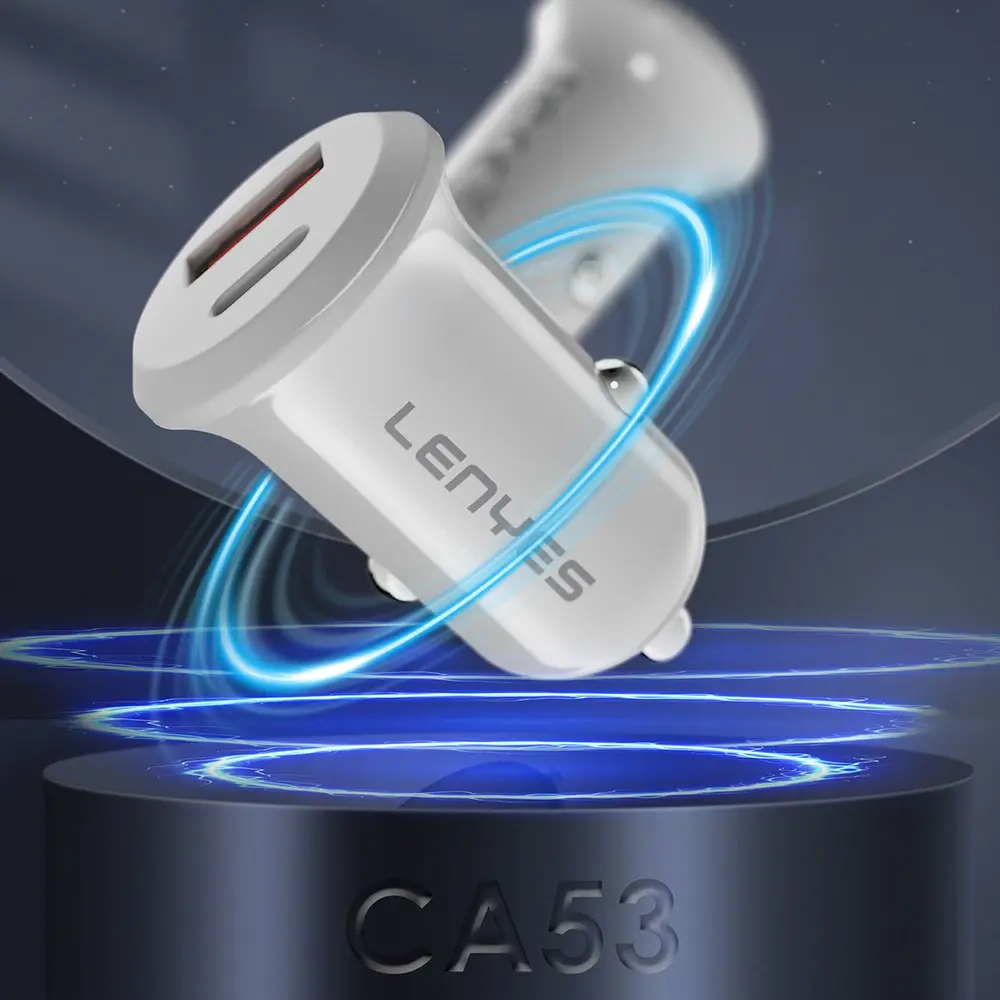 Lenyes CA53 Mini Araç Şarj Aleti, USB-C PD 30W ve USB-A QC 18W