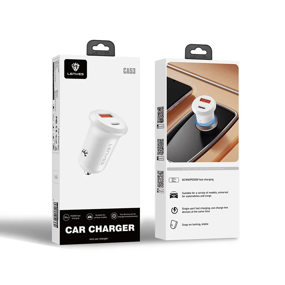 Lenyes CA53 Mini Araç Şarj Aleti, USB-C PD 30W ve USB-A QC 18W