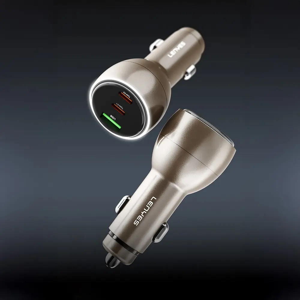 Lenyes CA66 95W PD Araç Şarj Cihazı, 2x Type-C + USB-A