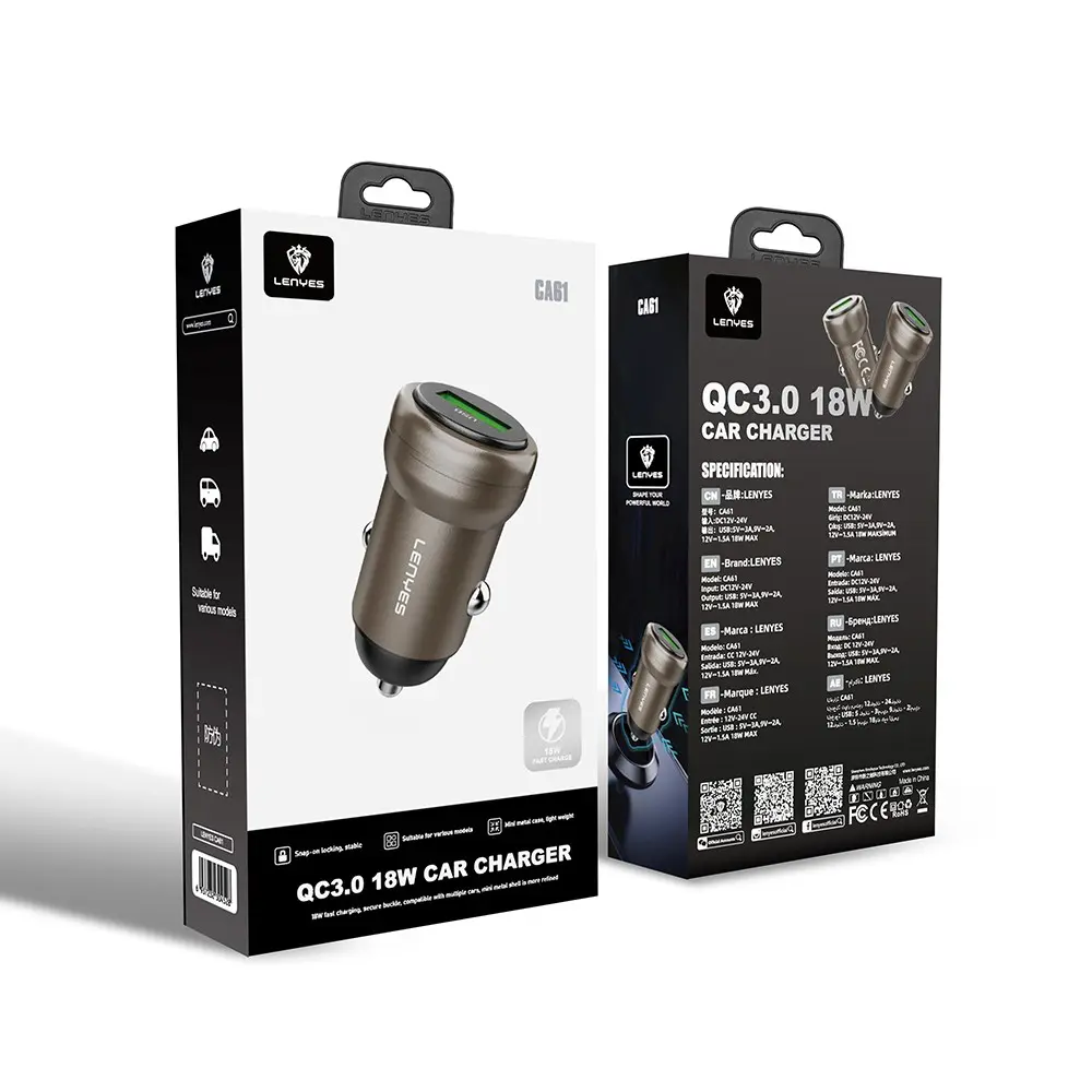 Lenyes CA61 USB-A Araç Şarj Aleti, 18W QC3.0 Hızlı Şarj