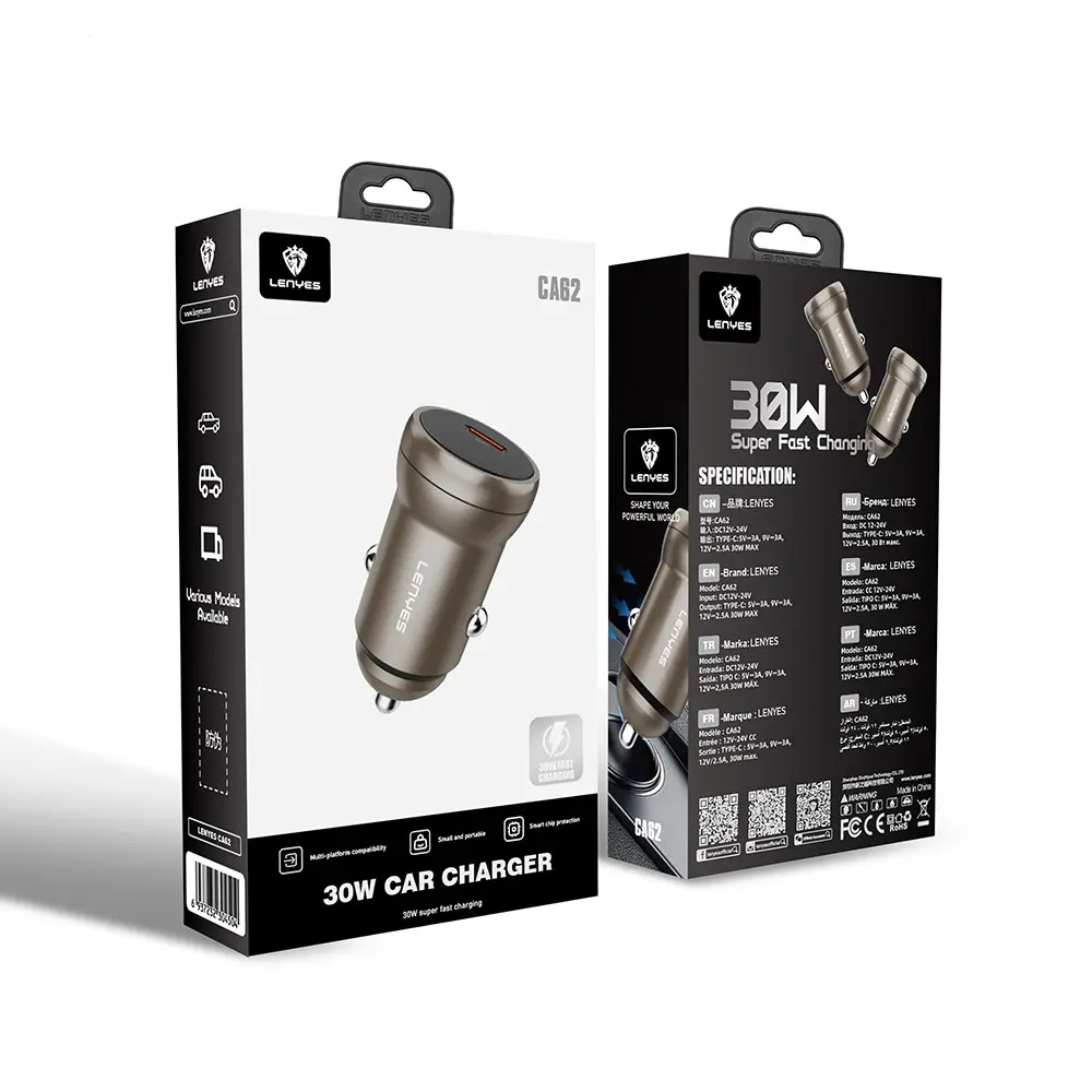 Lenyes CA62 Type-C PD Araç Şarj Aleti, 30 W ve Metal Gövdeli