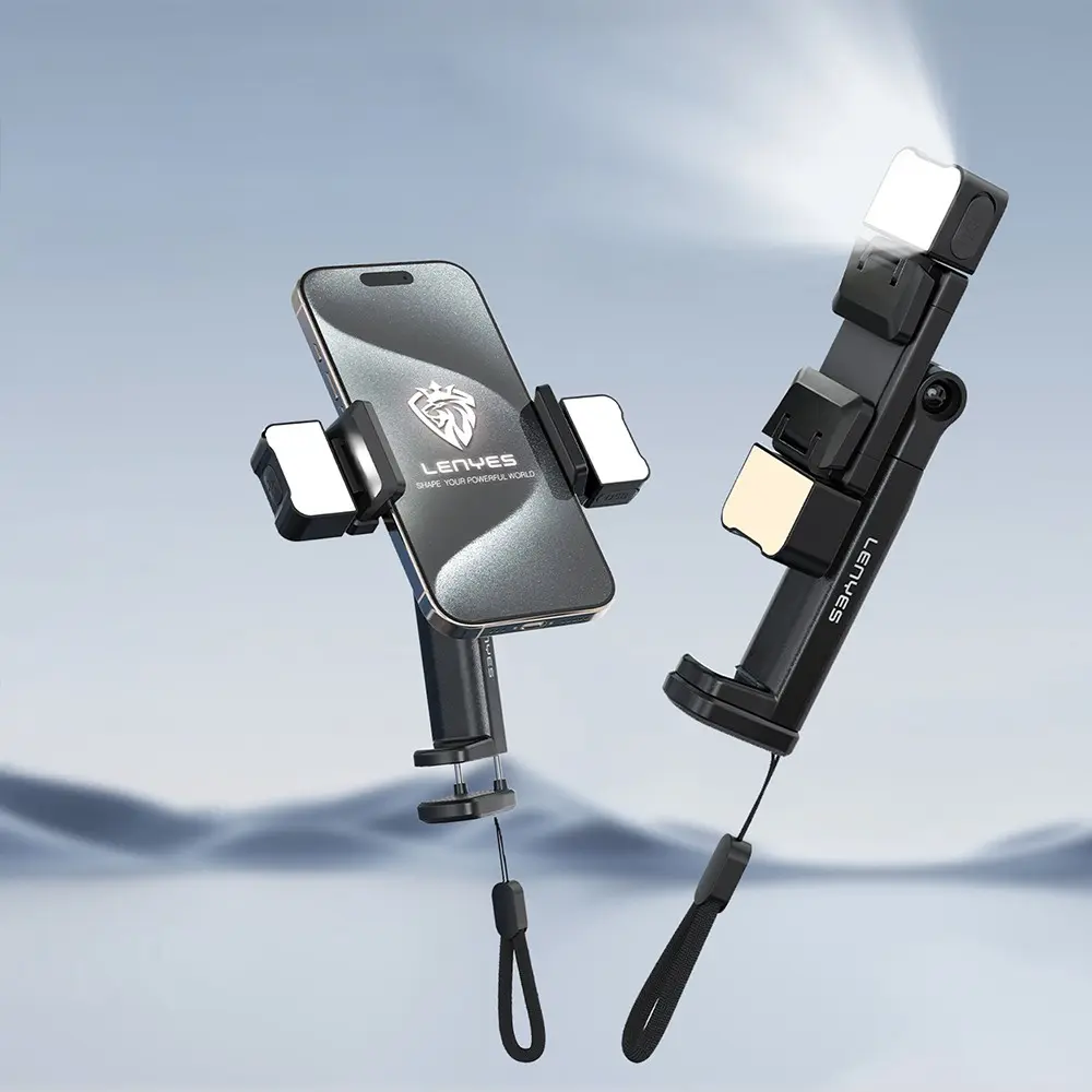 Lenyes CR204 360° Dönebilen Işıklı Seyahat Telefon Tutucu ve Standı
