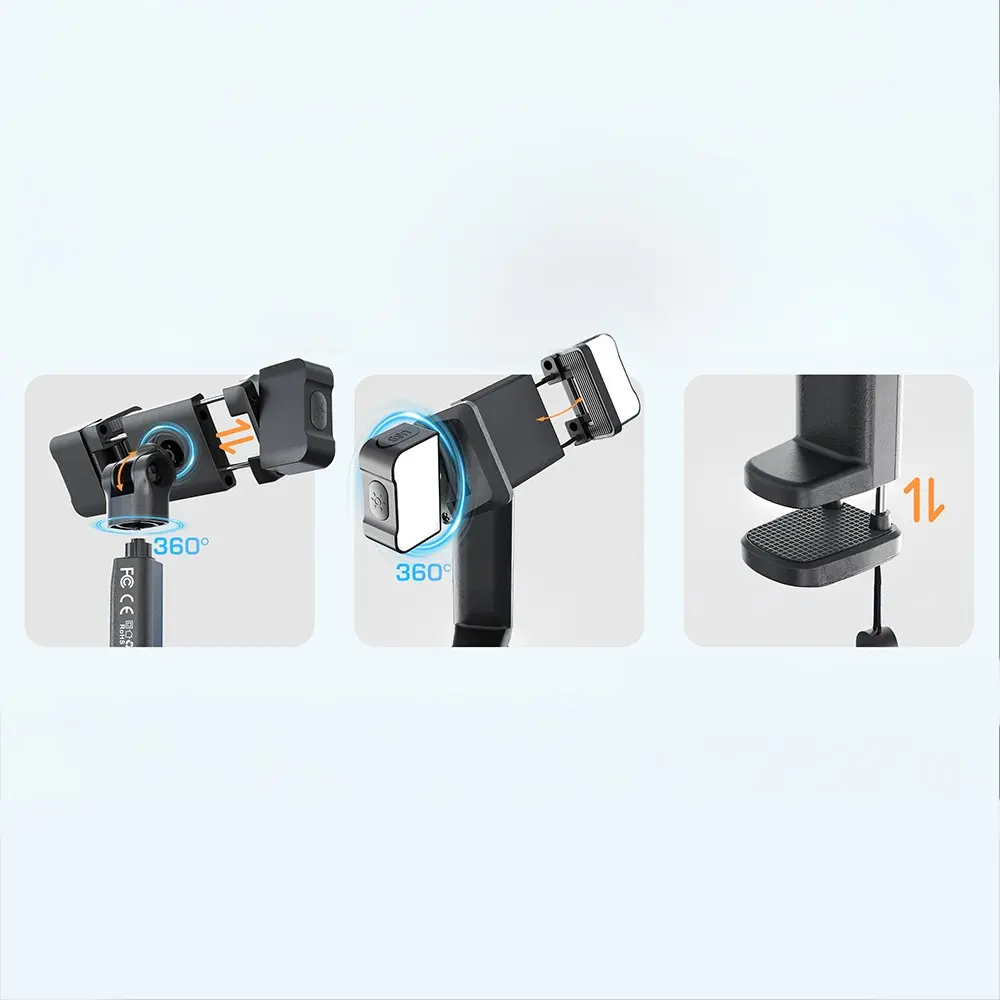 Lenyes CR204 360° Dönebilen Işıklı Seyahat Telefon Tutucu ve Standı