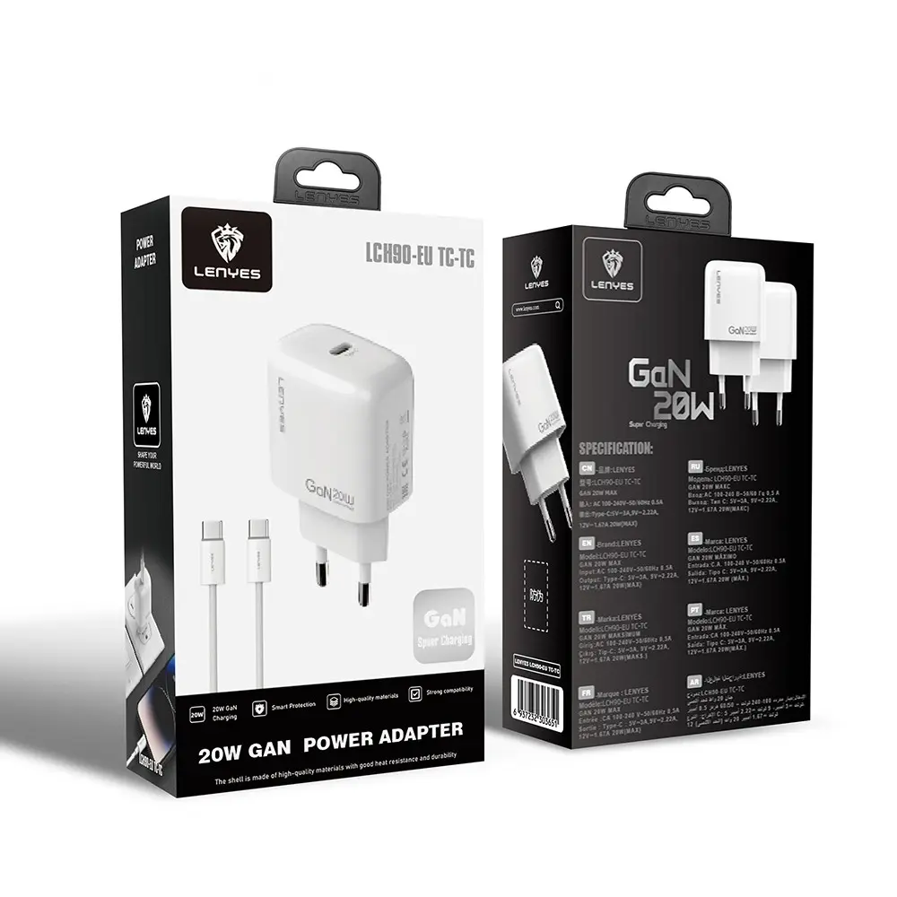 Lenyes LCH90-TC-TC Type-C to Type-C GaN PD Şarj Seti 20W
