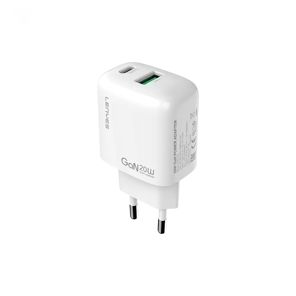 Lenyes LCH91 20W GaN Şarj Adaptörü, Type-C ve USB Çift Çıkışlı