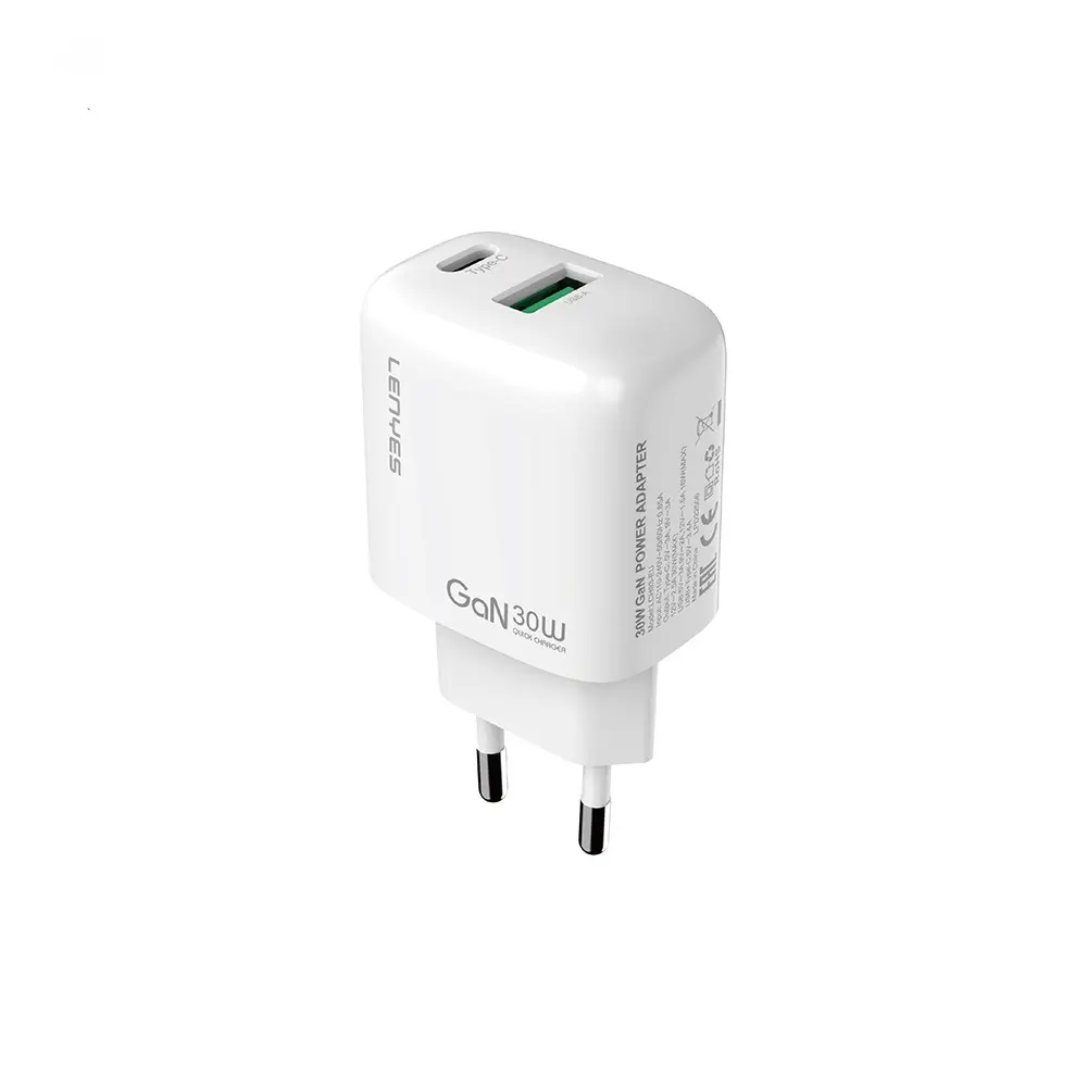 Lenyes LCH93 30W GaN Şarj Adaptörü, Type-C ve USB Çift Çıkışlı