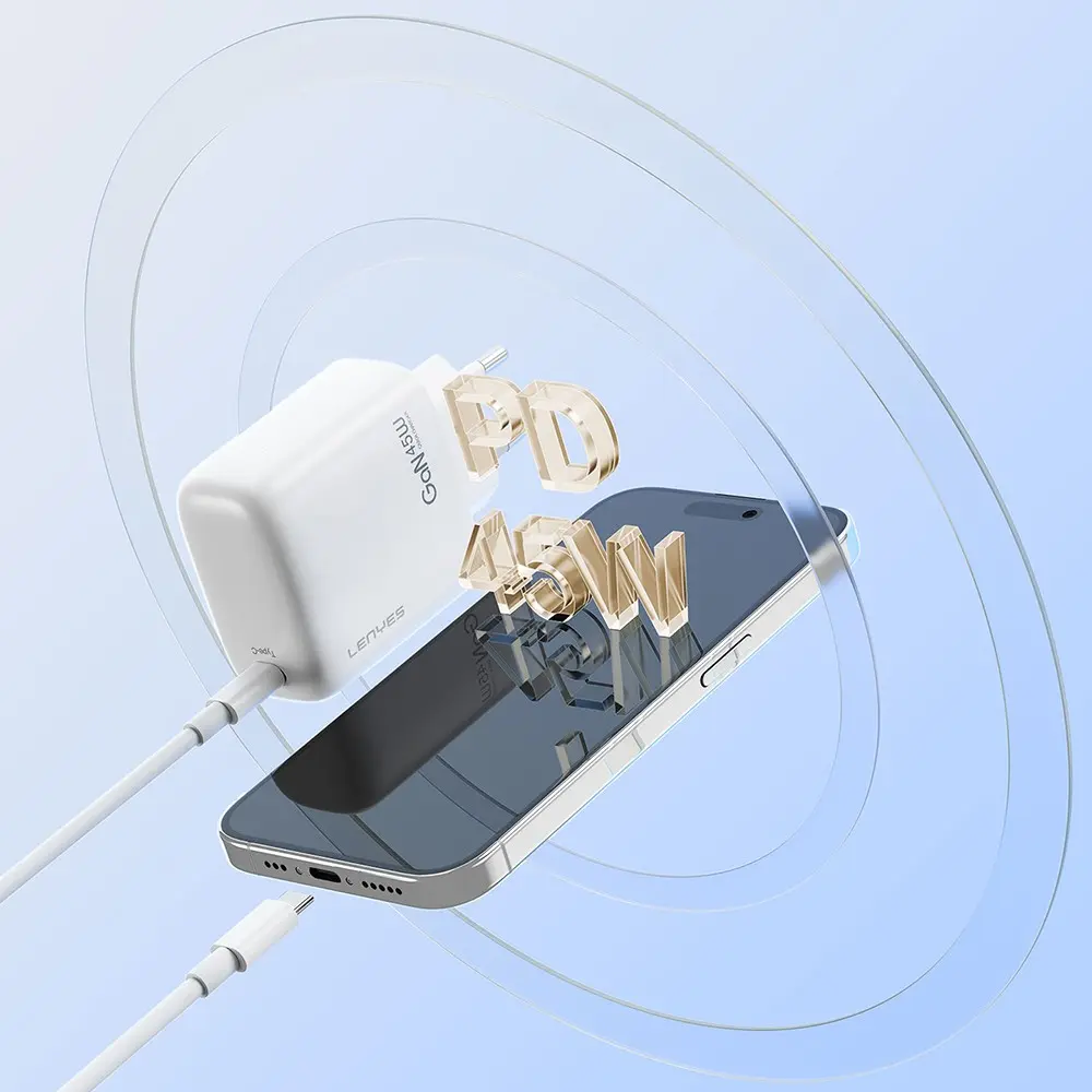 Lenyes LCH94 45W GaN Type-C PD Şarj Adaptörü, Beyaz