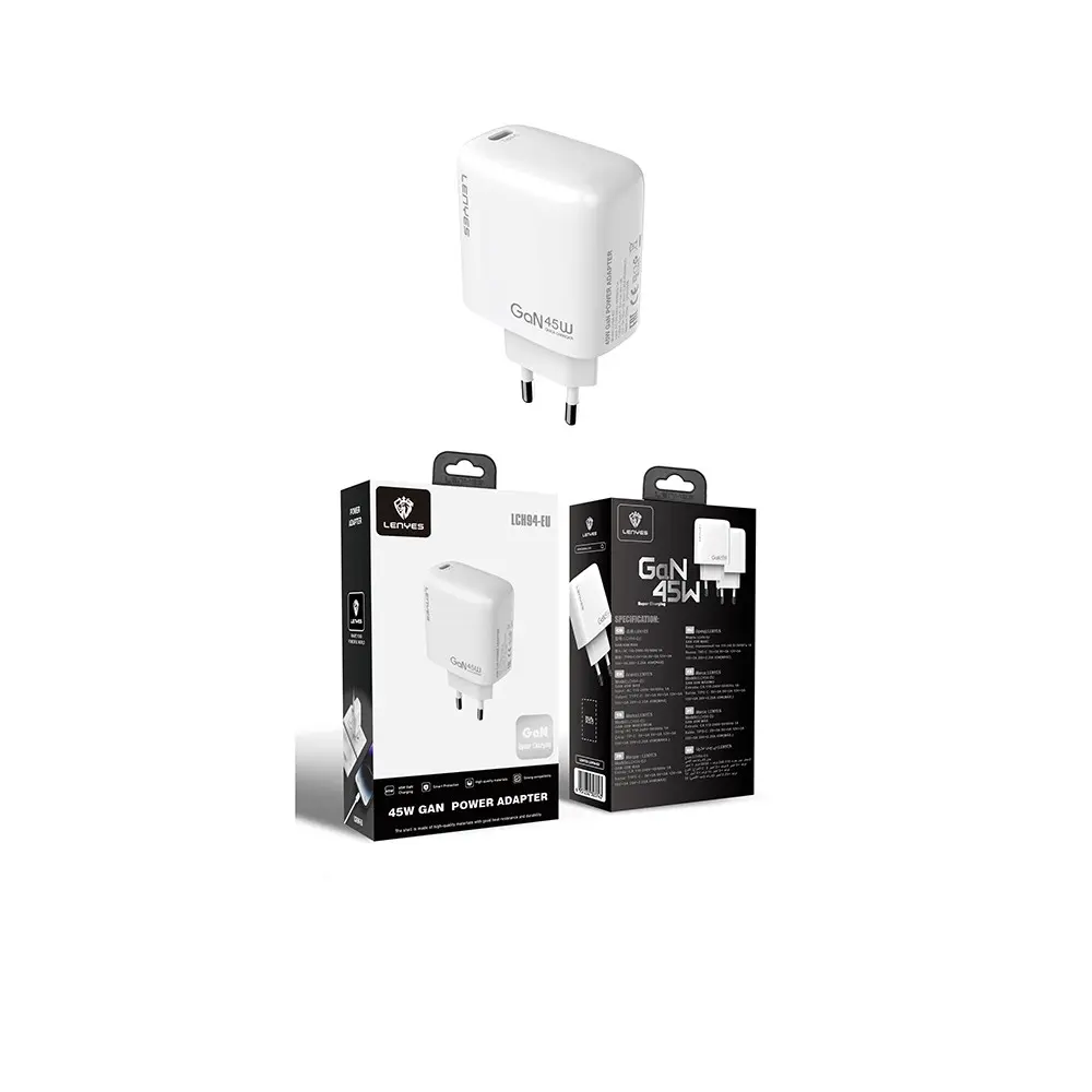 Lenyes LCH94 45W GaN Type-C PD Şarj Adaptörü, Beyaz