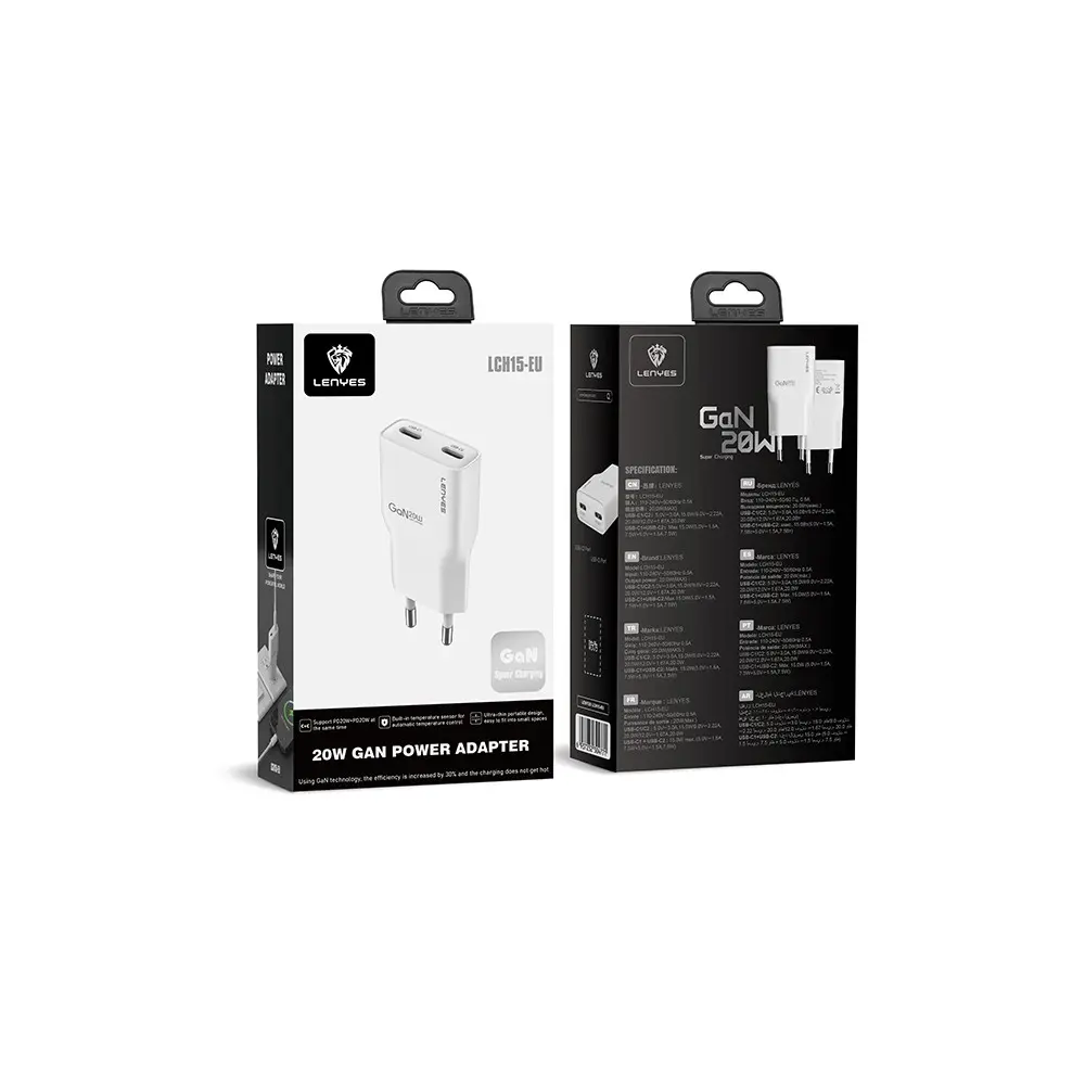 Lenyes LCH15-EU Type-C to Lightning GaN Şarj Seti, 20 W PD
