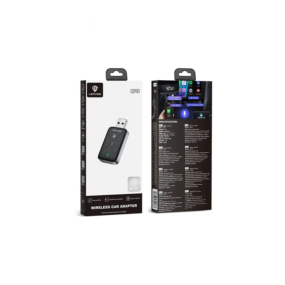 Lenyes LCP01 Android Auto Destekli CarPlay USB Bluetooth 5.0 Wireless Transmitter Adaptör