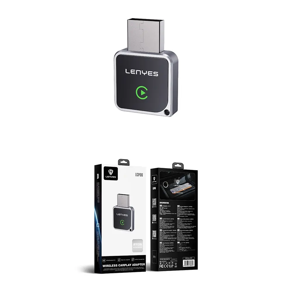 Lenyes LCP06 Kablosuz CarPlay ve Android Auto Adaptörü, Bluetooth 5.3