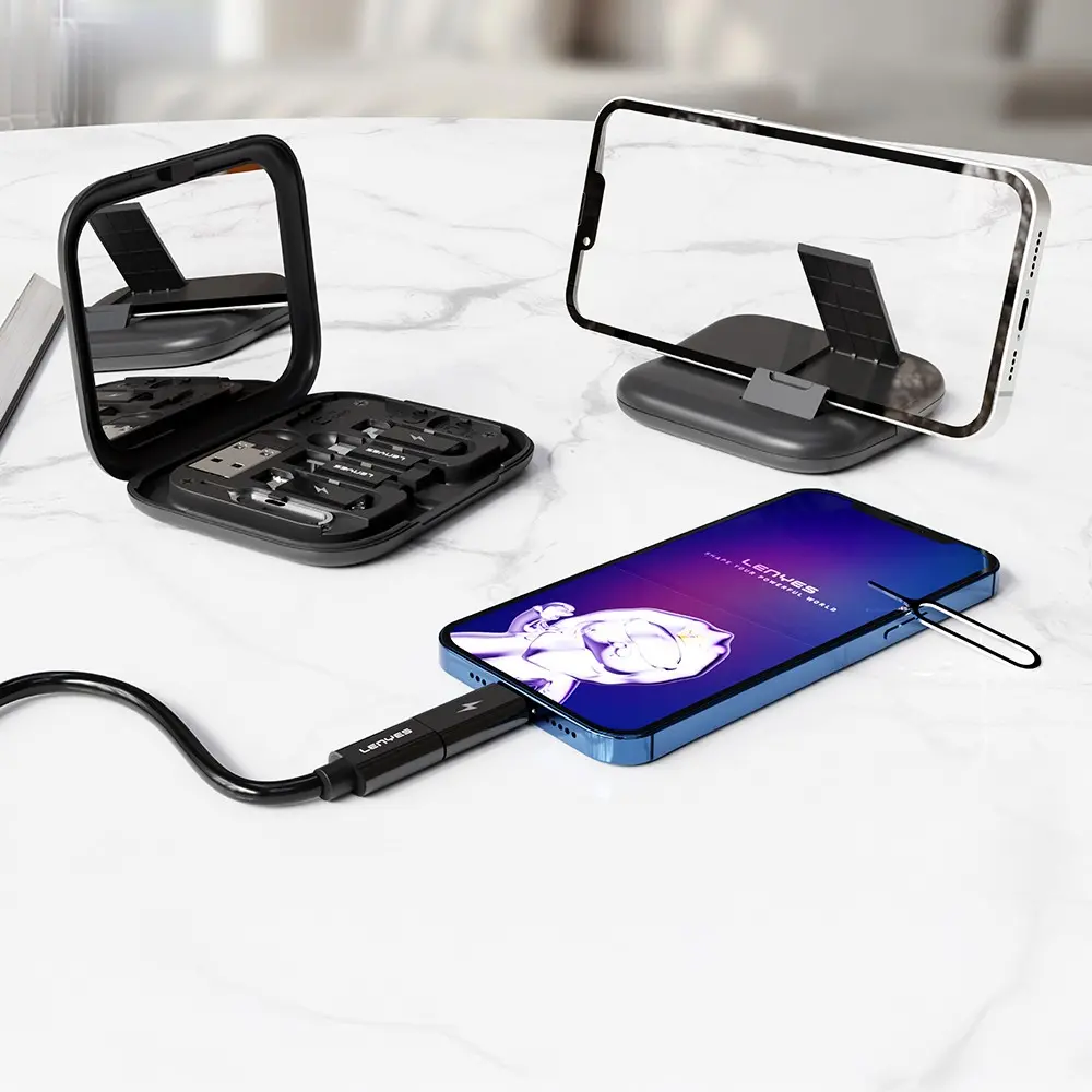 Lenyes LB602 6'sı 1 Arada Type-C 60W Çevirici Adaptör Seti, Standlı Kutu