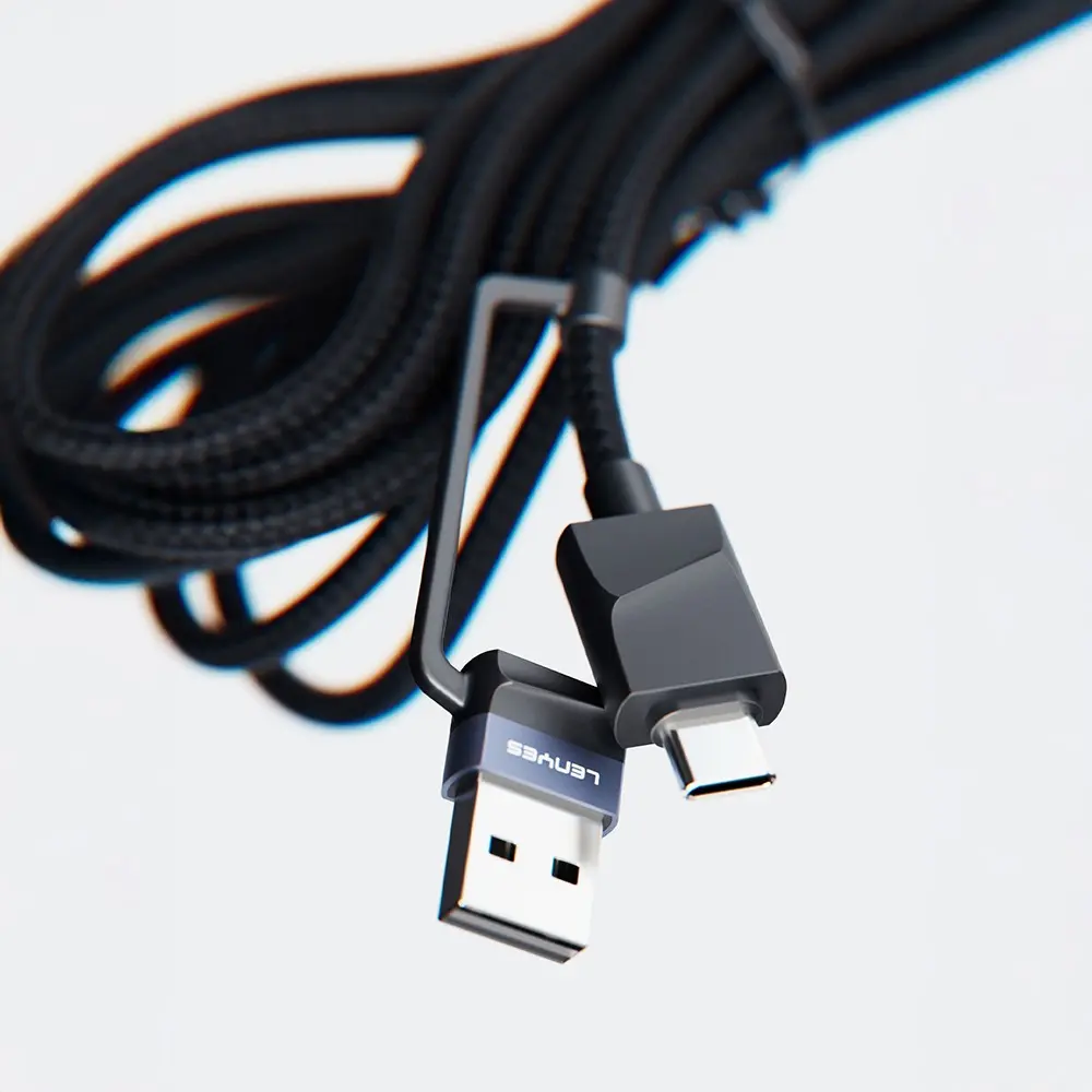 Lenyes LC541 USB-A ve Type-C Girişli Lightning, Type-C ve Akıllı Saat Şarj Kablosu, 60W 1 m