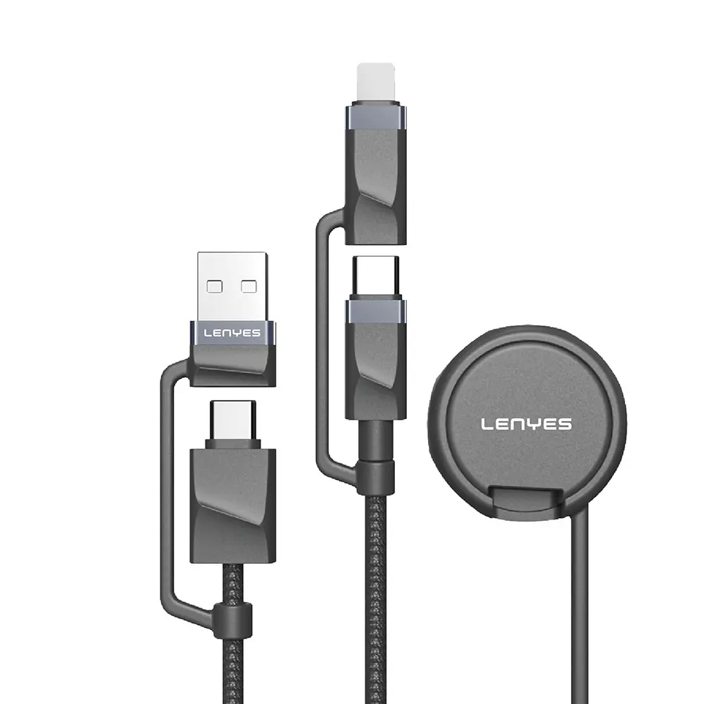 Lenyes LC541 USB-A ve Type-C Girişli Lightning, Type-C ve Akıllı Saat Şarj Kablosu, 60W 1 m