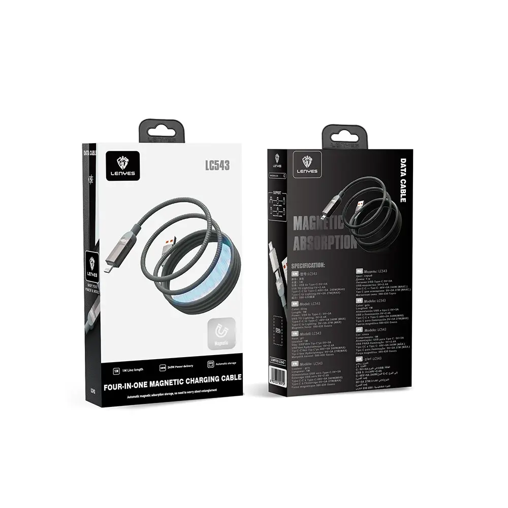 Lenyes LC543 4'ü 1 Arada 240W USB-A / Type-C Şarj ve Data Kablosu, 1 m