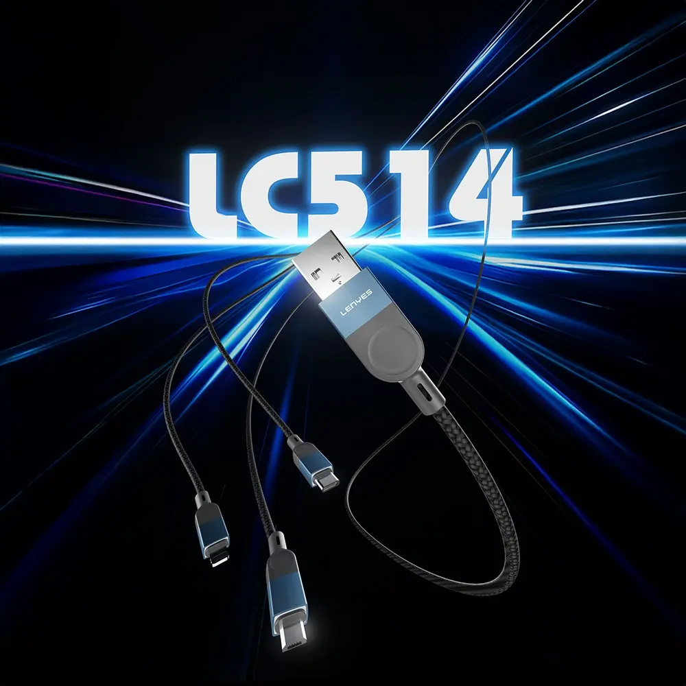 Lenyes LC514 USB-A to Lightning Örgülü Şarj ve Data Kablosu, 15W 1M