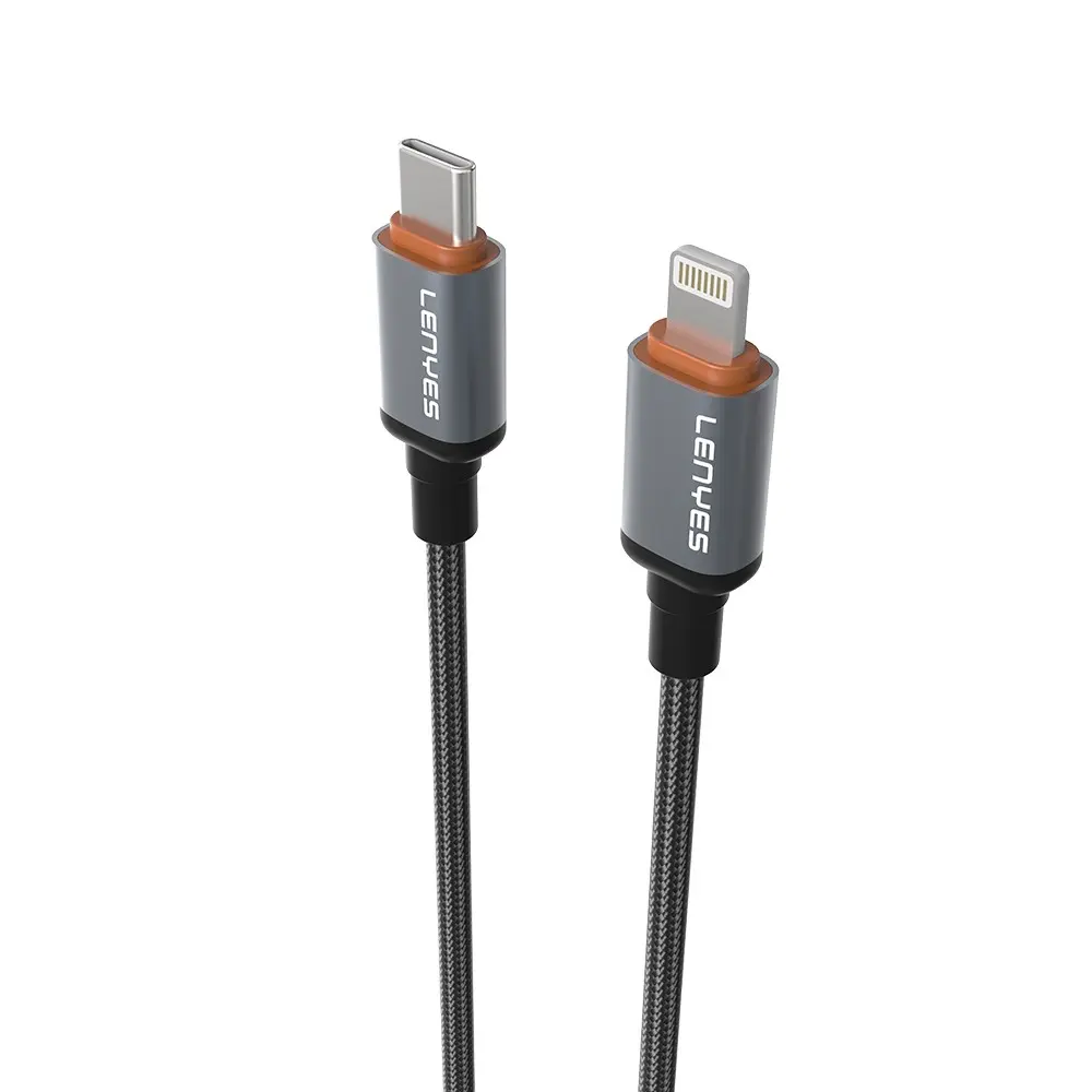Lenyes LC528 Type-C to Lightning Örgülü Şarj ve Data Kablosu, 27W 1 m