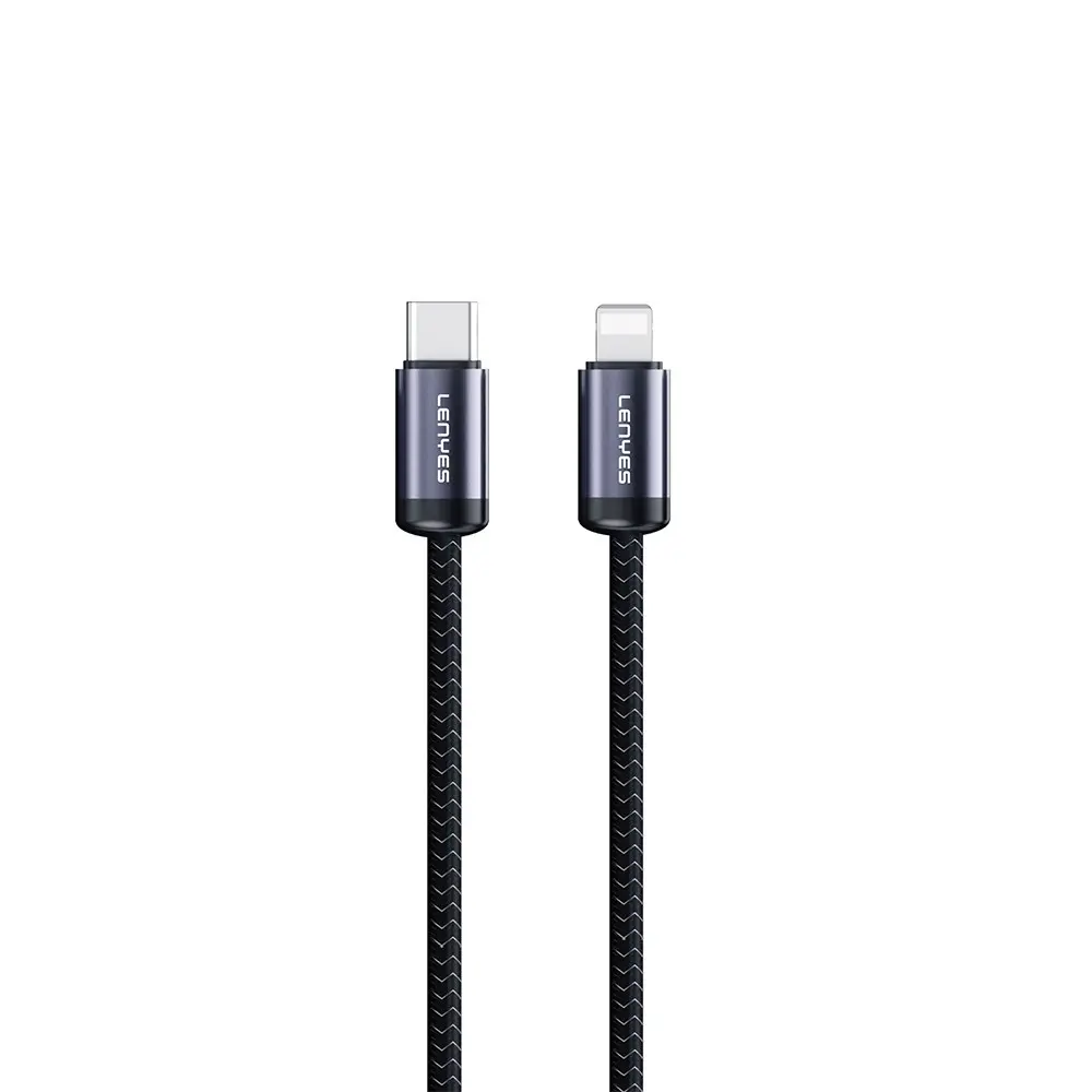 Lenyes LC537 Type-C to Lightning Örgülü Şarj ve Data Kablosu, 27W 1 m