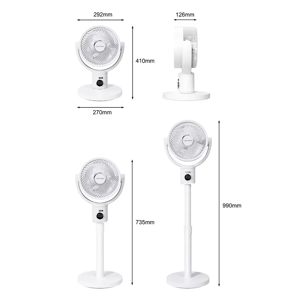 Lenyes LHF10 10 inç Uzaktan Kumandalı Uzayabilen Fan, LED Göstergeli