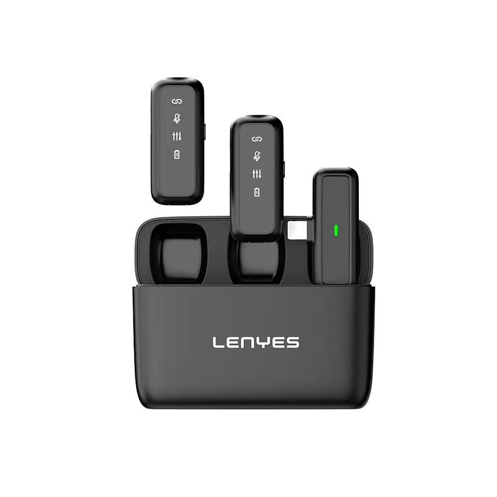 Lenyes LM201 Kablosuz Yaka Mikrofonu, Lightning Şarjlı Çift Verici