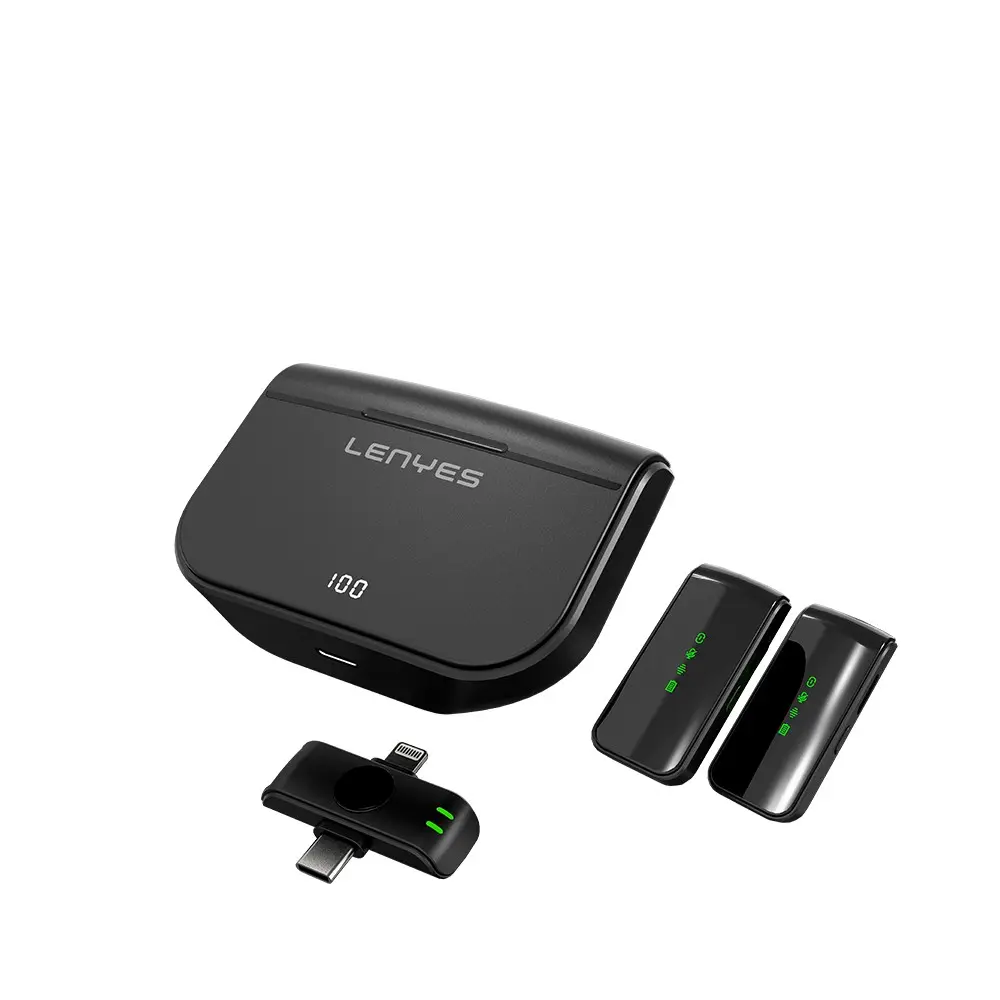 Lenyes LM203 Kablosuz Yaka Mikrofonu, Type-C ve Lightning Girişli