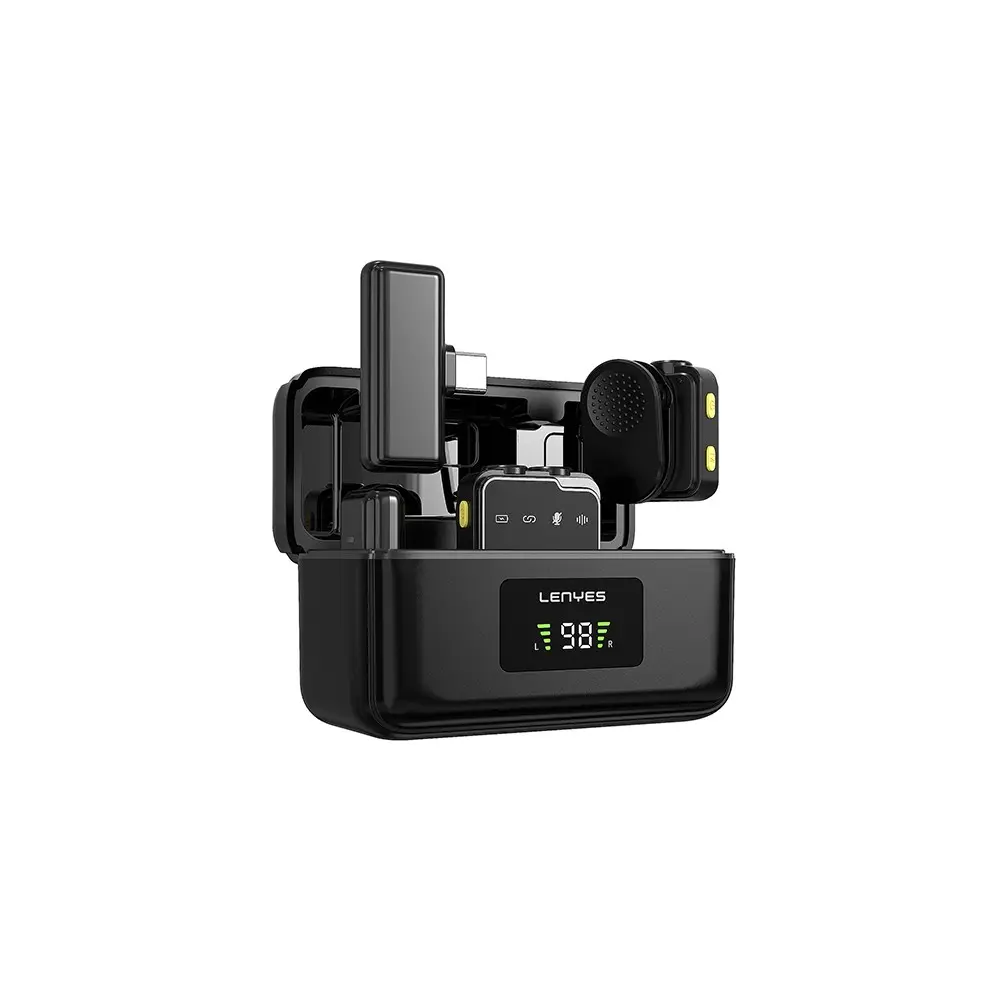 Lenyes LM205 Kablosuz Yaka Mikrofonu, Type-C ve Lightning Bağlantılı